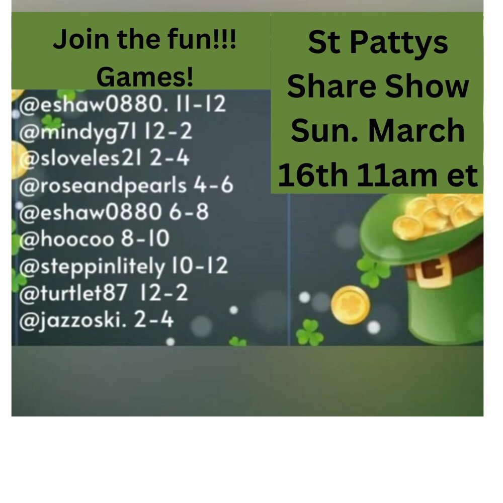 ST Patty's Share Train show!!! FUN AND GAMES WITH ALL YOUR FAVORITES!!
